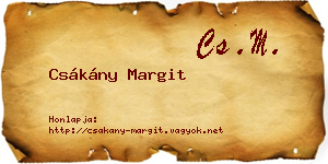 Csákány Margit névjegykártya